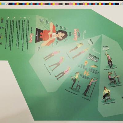 Un cartel verde con imágenes de personas y texto